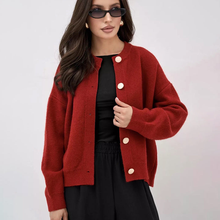 Damen Gemütlicher Strickcardigan mit Knopfdetails und lässigem Schnitt Drune