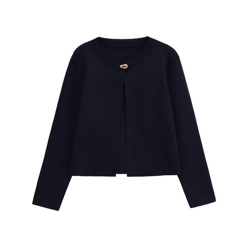 Damen modische Strickjacke mit dekorativem Knopf und elegantem Schnitt Drune