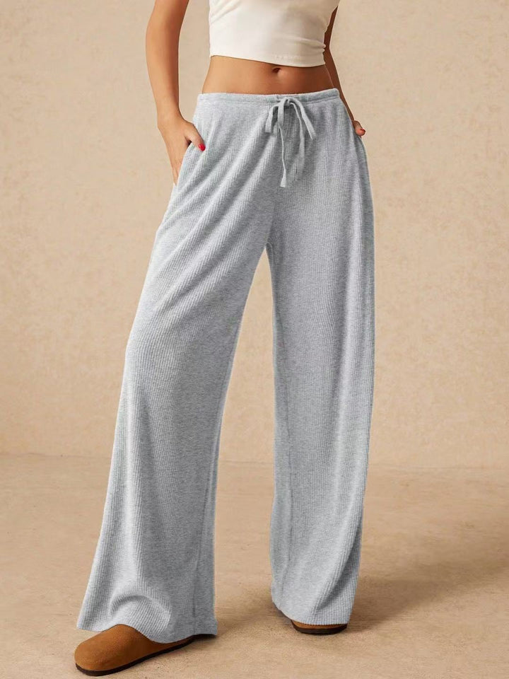 Damen weite Strickhose mit verstellbarem Bund und seitlichen Taschen Drune