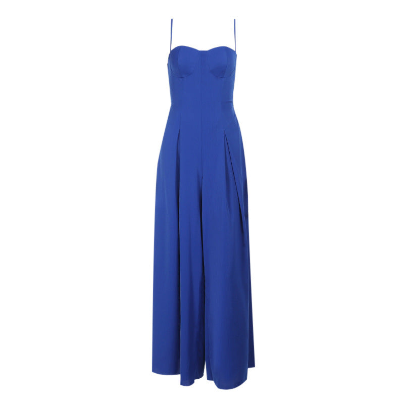 Damen Elegantes Maxikleid mit schmalen Spaghettiträgern und fließendem Schnitt Drune