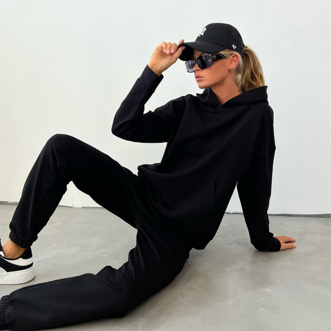 Damen lässiges Hoodie-Set mit weiten Hosen Drune