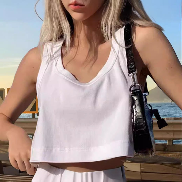 Damen Crop-Top mit lässigem Schnitt und modischem Rundhalsausschnitt Drune