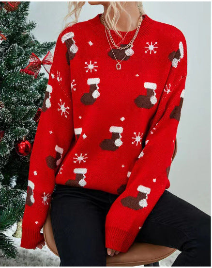 Damen Weihnachtspullover mit festlichem Sockendesign Drune