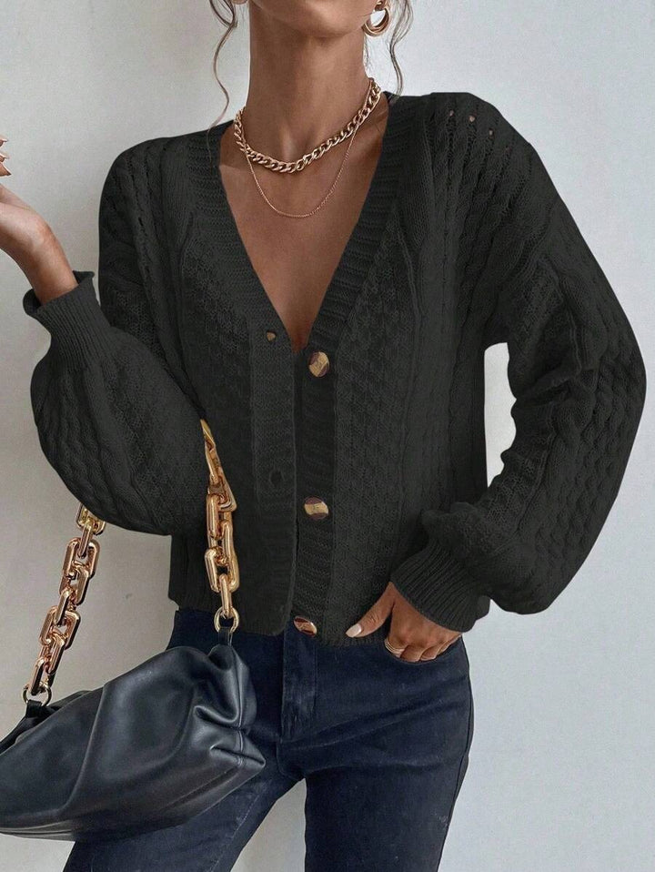 Damen verspielte Strickjacke mit Knöpfen und strukturierter Oberfläche Drune