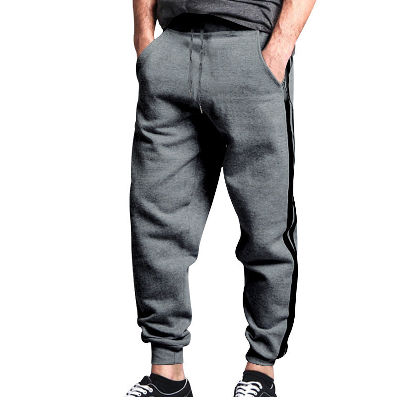 Herren sportliche Jogginghose mit seitlichen Kontraststreifen und elastischem Bund Drune