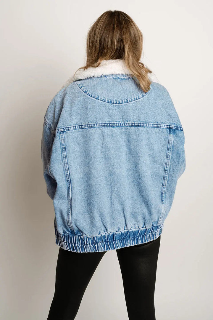 Drune | Damen Denimjacke mit Fleecekragen Trendy und Bequem für Jeden Tag