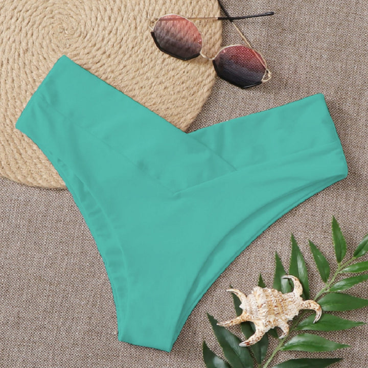 Damen Hochgeschnittenes Bikini-Unterteil mit stilvollem V-Ausschnitt Drune