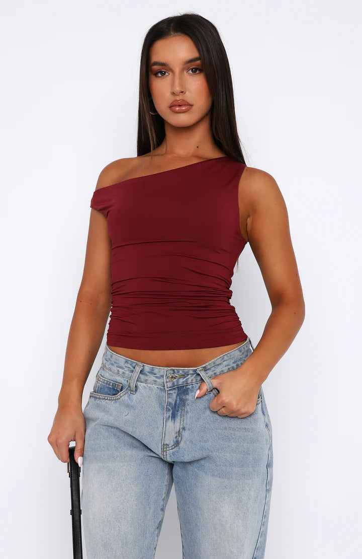 Damen Crop-Top mit floralem Design und schulterfreiem Schnitt Drune