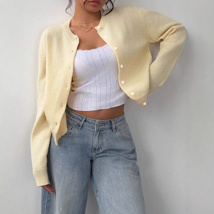 Damen Strickjacke aus softer Baumwolle mit Knopfdetails Drune