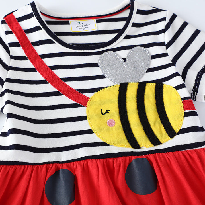 Mädchen lässiges Baumwollkleid mit Bienenmotiv Drune