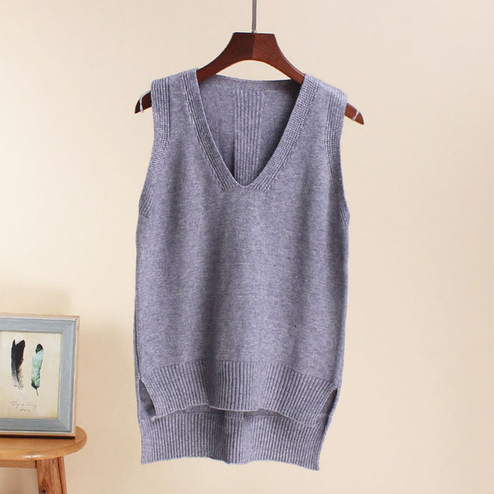Damen Ärmelloses Stricktop mit V-Ausschnitt und Feinstrickstruktur Drune