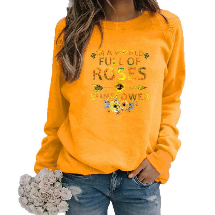 Damen Sweatshirt mit inspirierendem Motiv und Blumenverzierung Drune