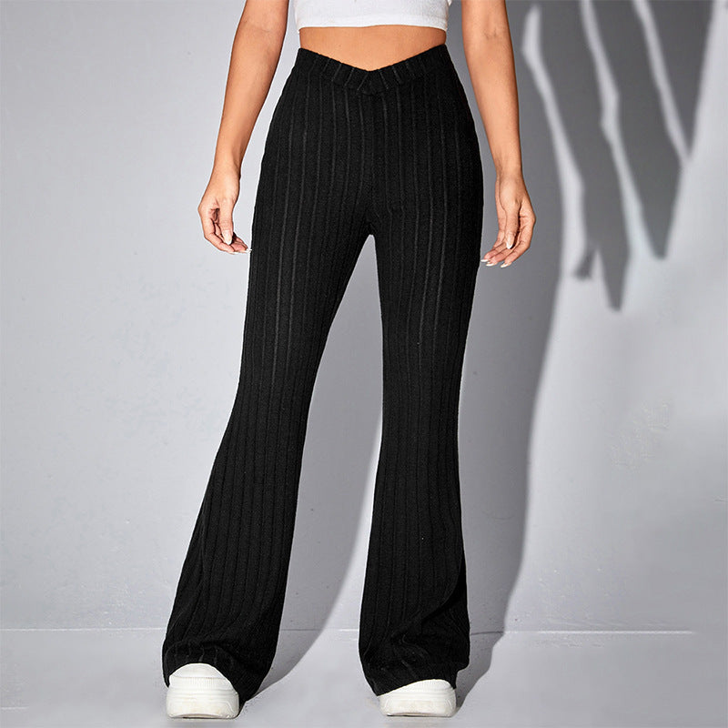 Damen lässige Flared-Hosen aus hochwertigen Strickmaterialien Drune