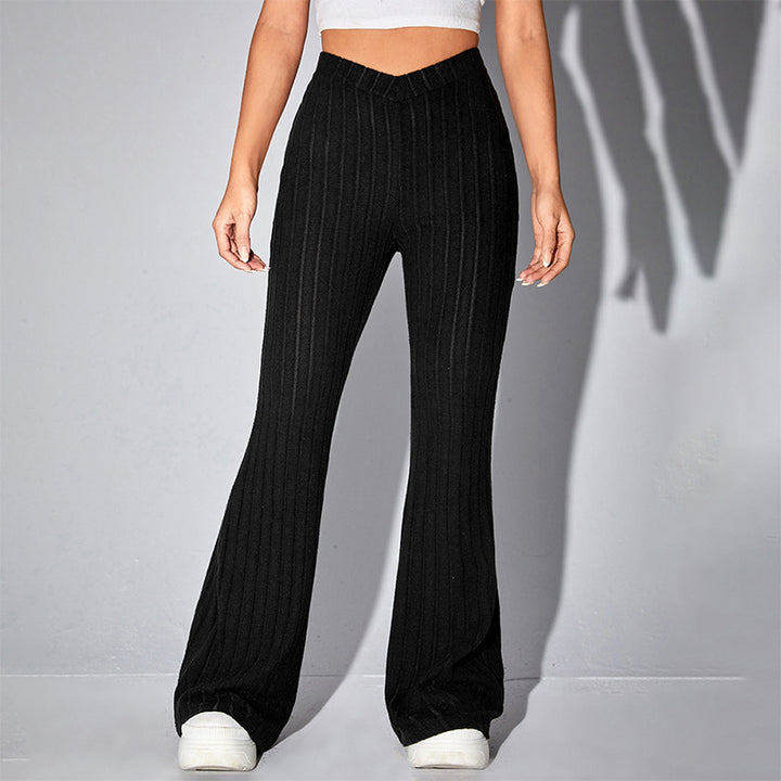Damen lässige Flared-Hosen aus hochwertigen Strickmaterialien Drune