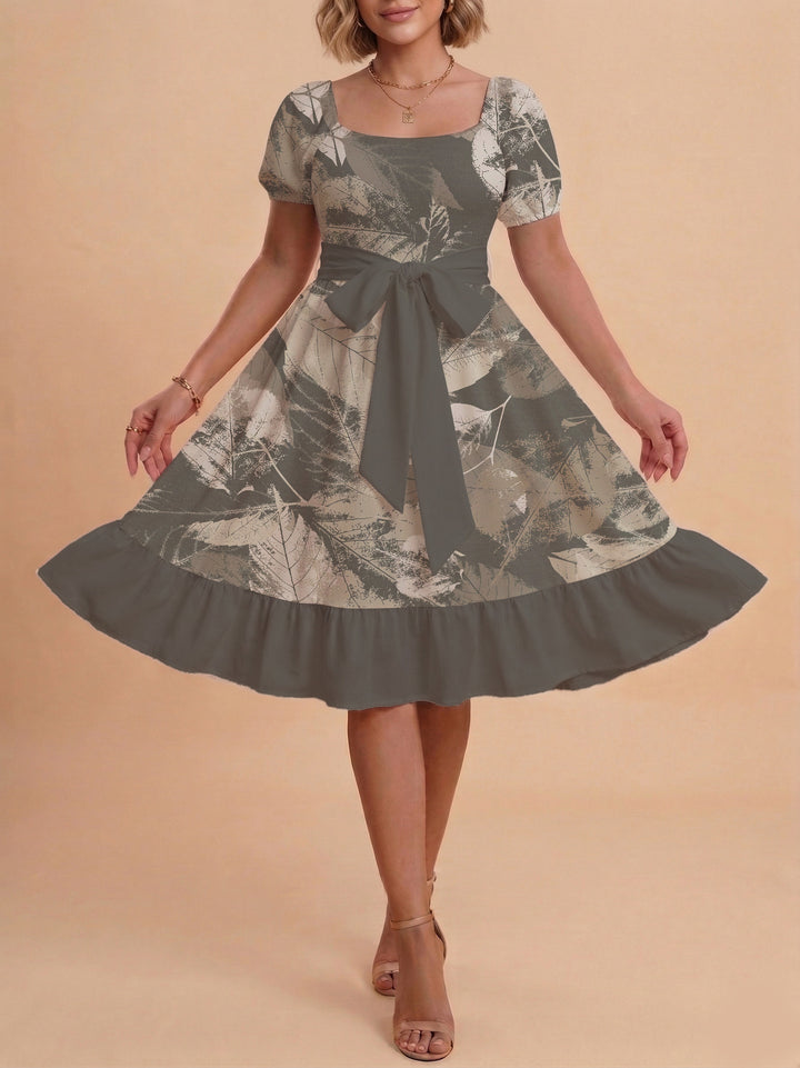 Damen schickes Glitzerkleid mit tailliertem Schnitt und Rüschensaum Drune