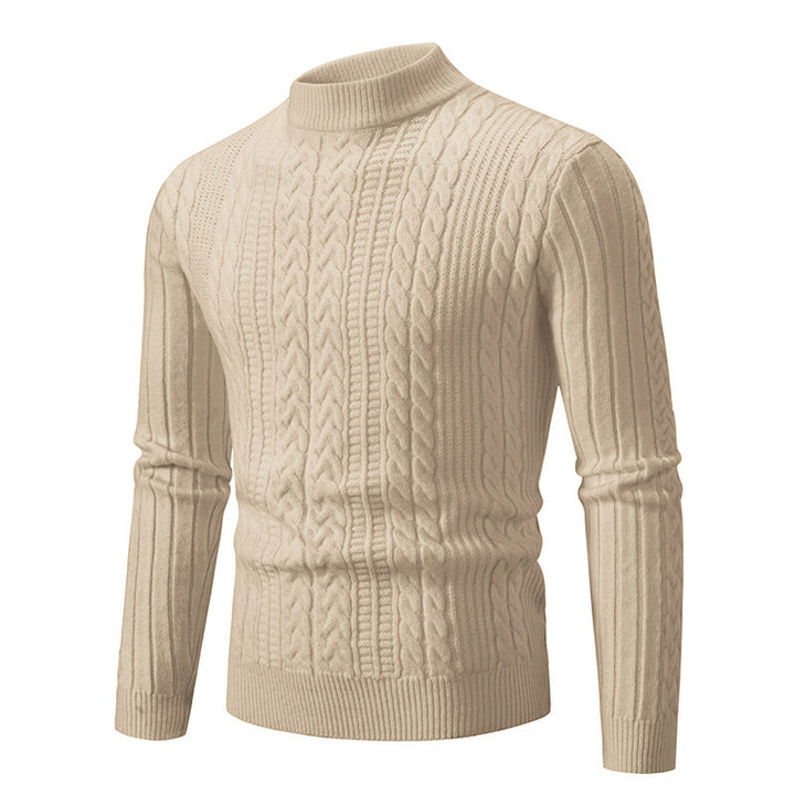 Herren eleganter Rollkragenpullover mit tiefem Zopfmuster und moderner Passform Drune