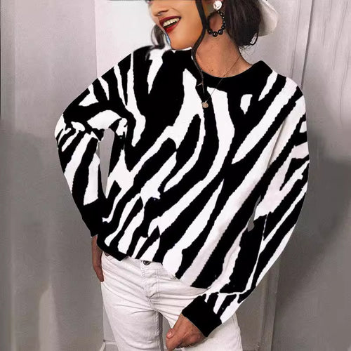 Damen Strickpullover mit modernem Streifenmuster und lässigem Schnitt Drune