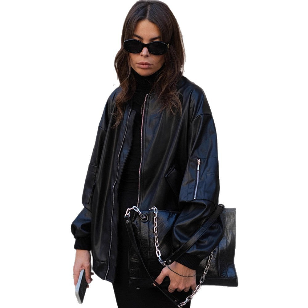 Damen Langarmjacke aus hochwertigem Kunstleder Drune