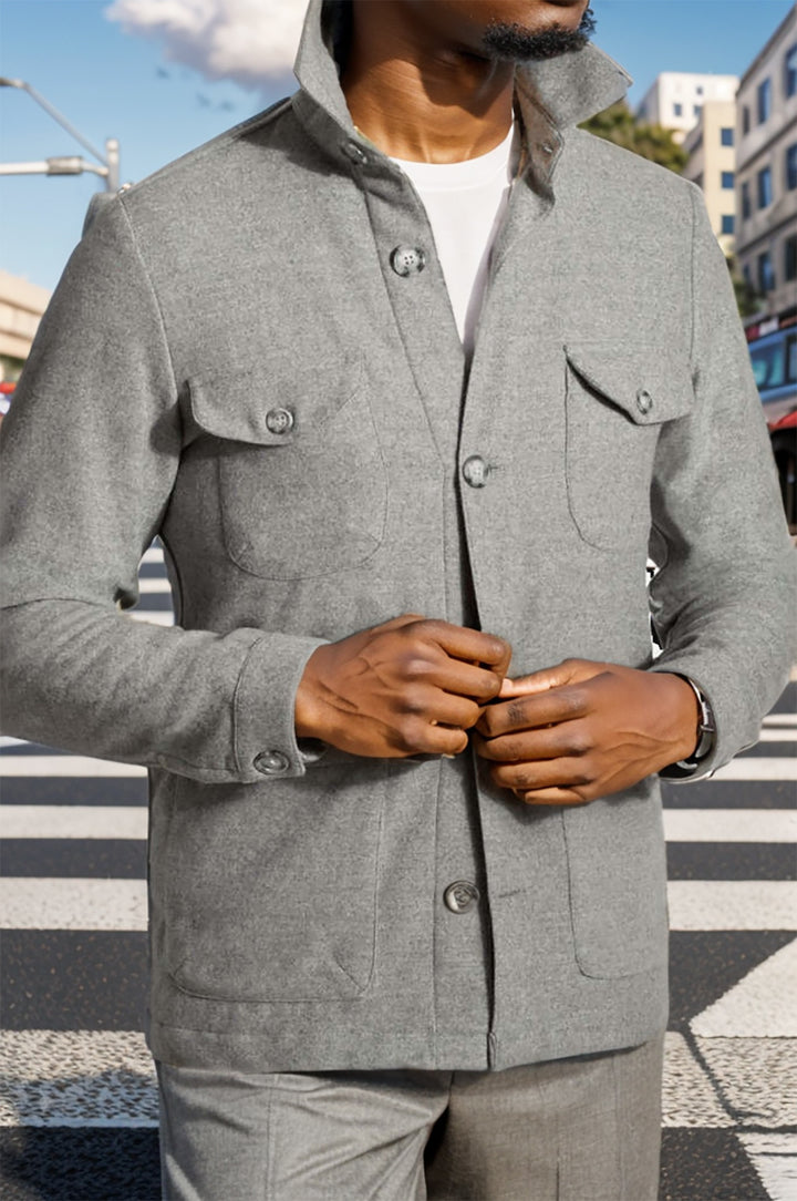 Herren lässige Steppjacke mit hohen Taschen Drune