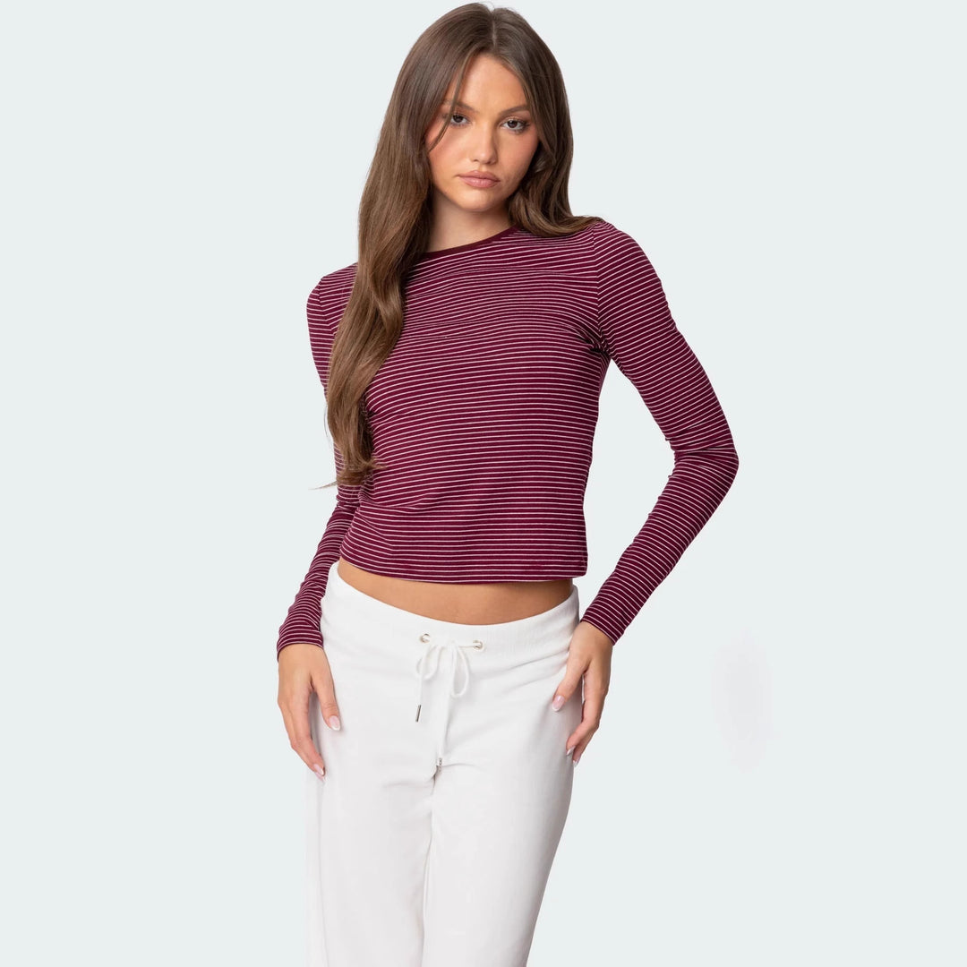 Damen Langarmshirt mit bequemen Schnitt und feinen Streifen Drune