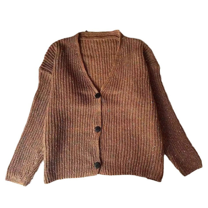 Damen Kuscheliger Grobstrick-Cardigan mit Knopfdetail und weitem Schnitt Drune