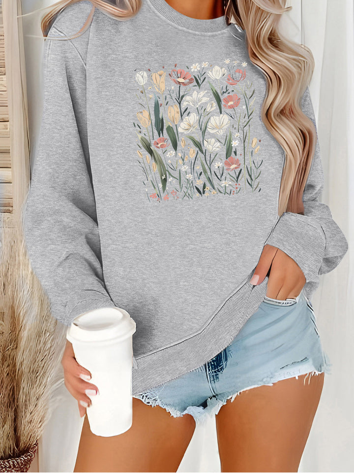 Damen Sweatshirt mit floralem Motiv und lässigem Schnitt Drune