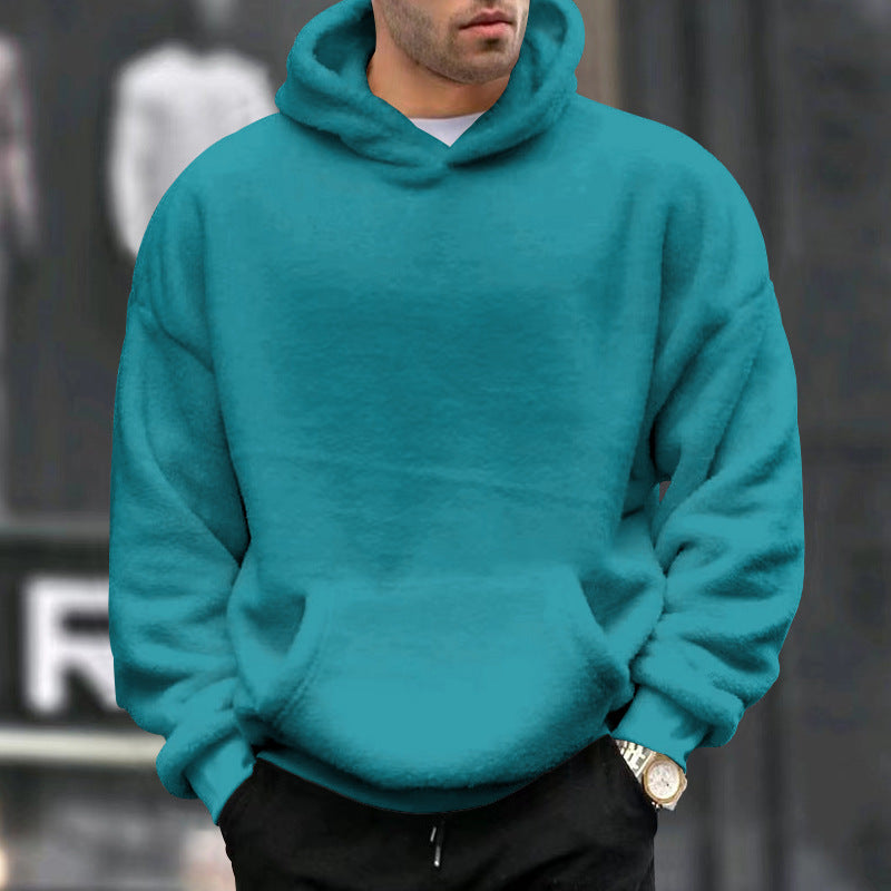 Herren nan oversized Fleece-Kapuzenpullover mit Kängurutasche und dropped shoulders Drune