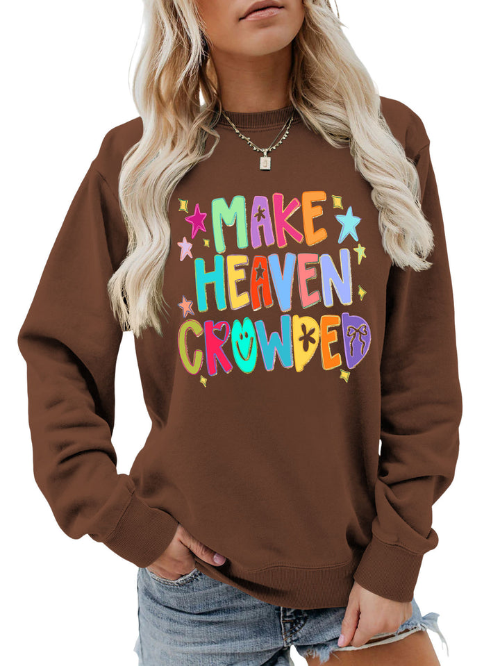 Damen Sweatshirt mit buntem Motiv und verspieltem Schriftzug Drune