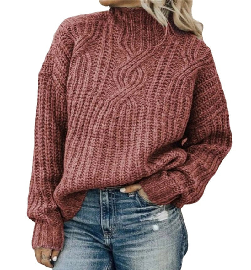 Damen Strickpullover mit hohen Kragen und strukturierter Oberfläche Drune