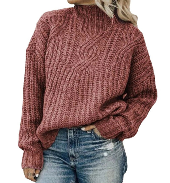 Damen Strickpullover mit hohen Kragen und strukturierter Oberfläche Drune