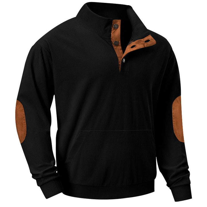 Herren bequemer Pullover mit Stehkragen und Knopfleiste Drune