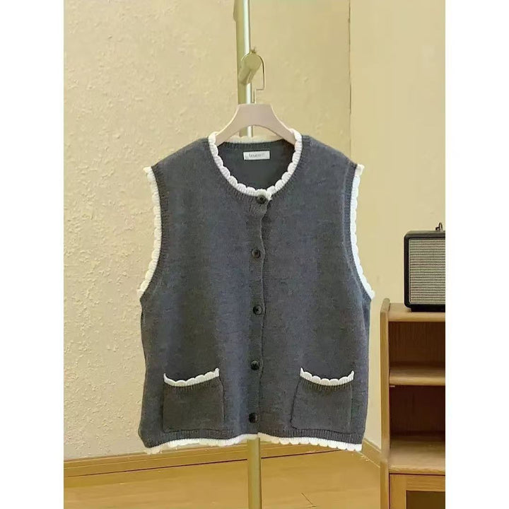 Damen Strickweste mit kontrastierenden Details und Taschen Drune