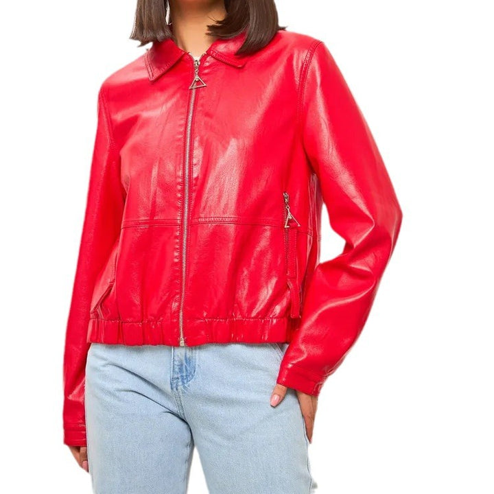 Damen modische Bomberjacke aus veganem Leder Drune