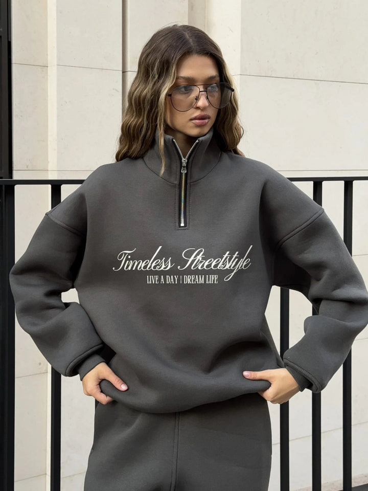 Damen Sweatshirt mit hohem Kragen Drune