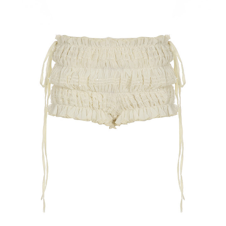 Damen Rüschen-Shorts mit verstellbaren Bindebändern Drune