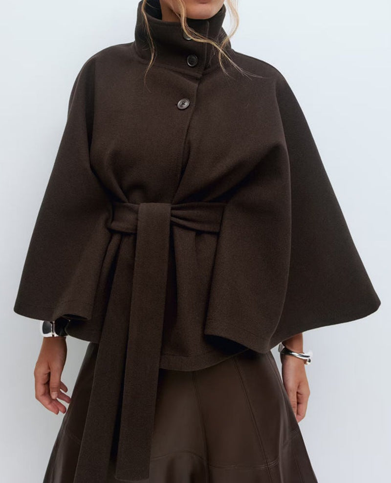 Damen Wickeljacke mit elegantem Stehkragen und weit geschnittenen Ärmeln Drune
