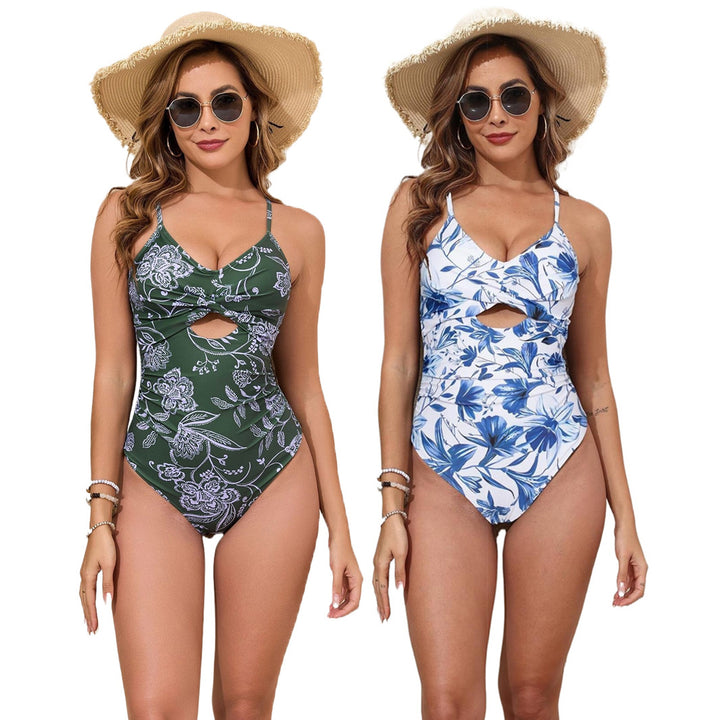 Damen Eleganter Einteiler Badeanzug mit floralem Design Drune