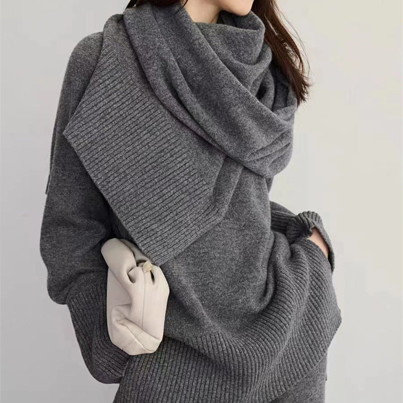 Damen Strickensemble mit elegantem Rundhalsausschnitt und weitem Bein Drune