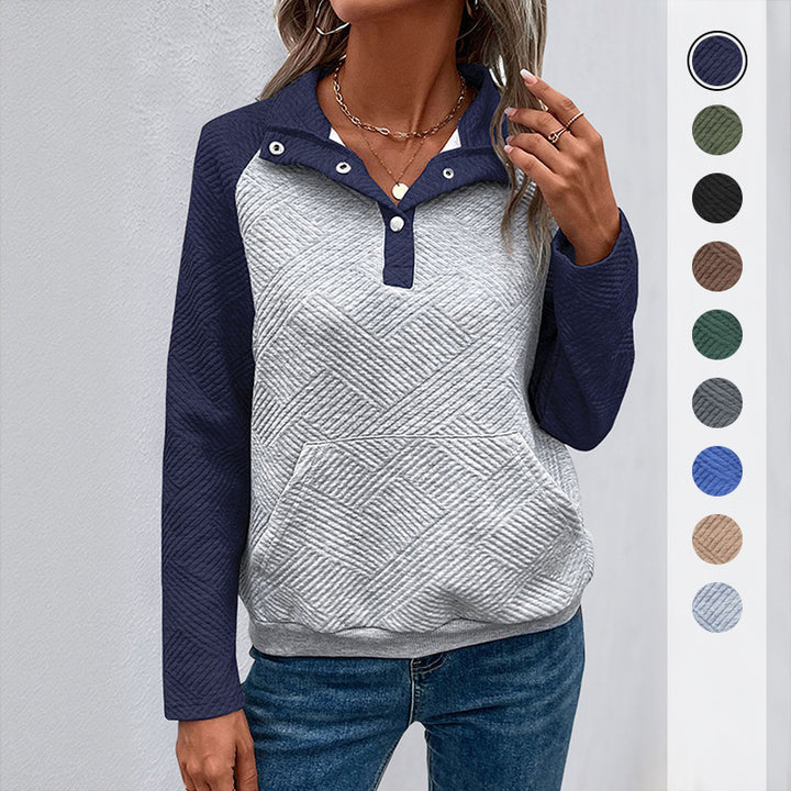 Damen lässiger Pullover mit Stehkragen und strukturiertem Design Drune
