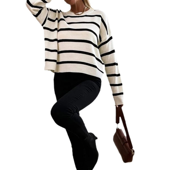 Damen lässiger Strickpullover mit spannenden Streifenmustern Drune
