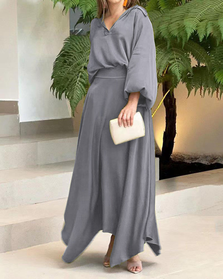 Damen Maxikleid mit weitem Schnitt und eleganten Ärmeln Drune