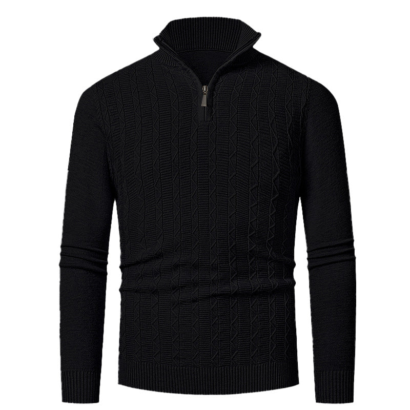 Herren Strickpullover mit hohem Kragen und feinem Zopfdesign Drune