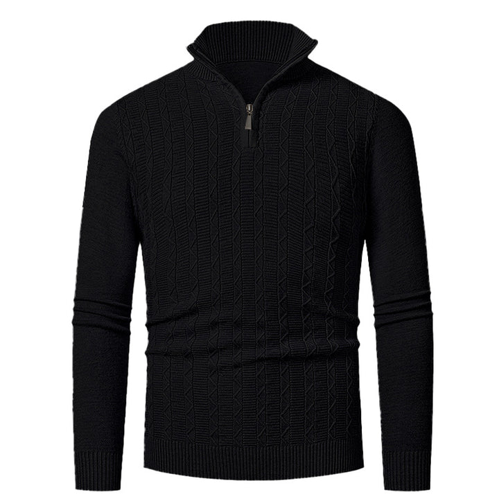 Herren Strickpullover mit hohem Kragen und feinem Zopfdesign Drune