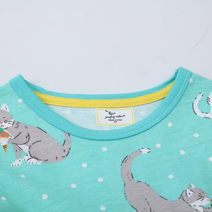 Mädchen Freizeitkleid mit verspieltem Katzenmotiv und praktischen Taschen Drune