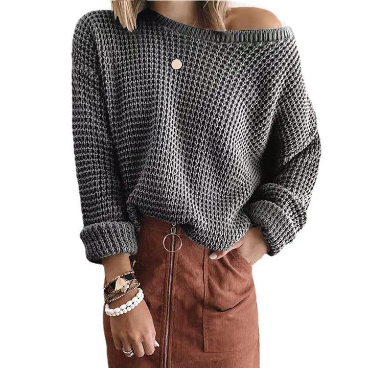 Damen Strickpullover im lässigen Oversize-Style mit schulterfreiem Design Drune