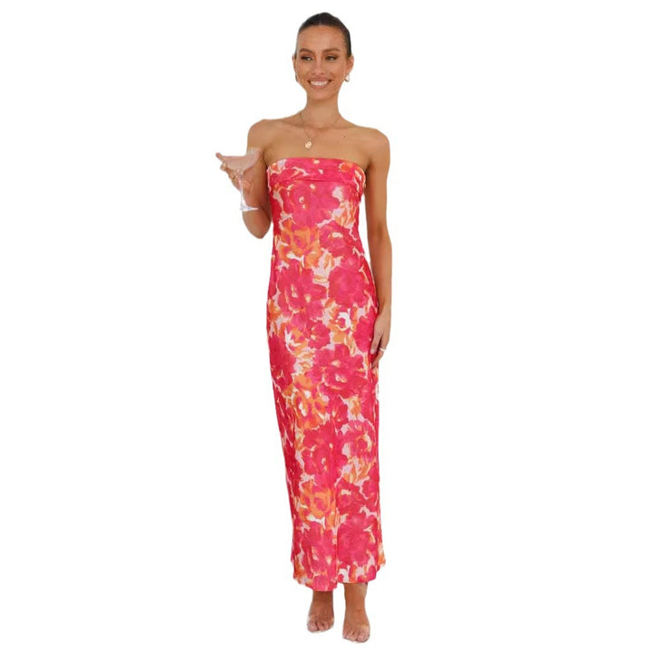 Damen Maxi-Kleid mit schulterfreiem Design und fließendem Schnitt Drune