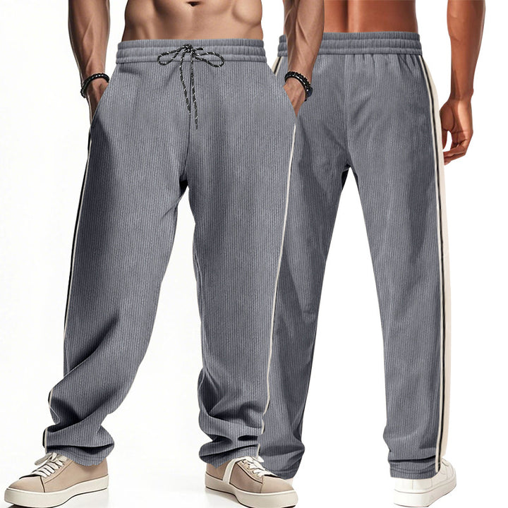 Herren Bequeme Freizeithose mit seitlichen Streifen und elastischem Bund Drune
