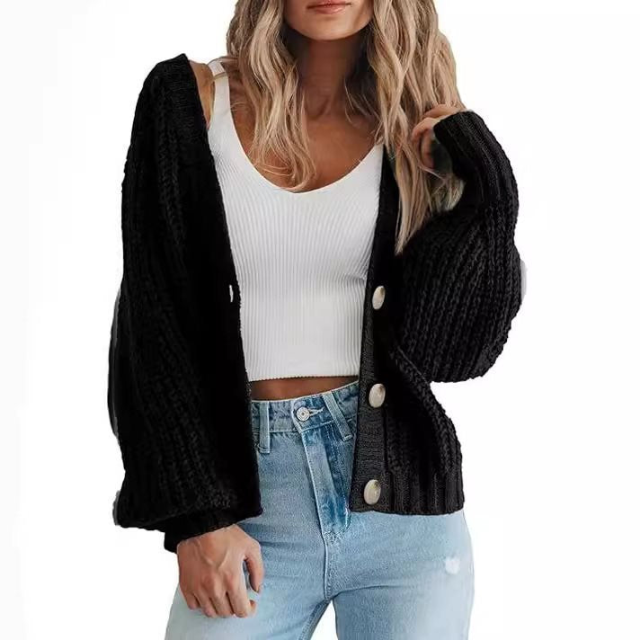 Damen Grobstrick-Cardigan mit Knopfdetails und weitem Schnitt Drune