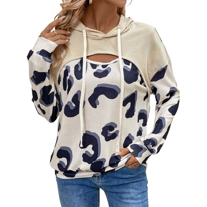 Damen Urbaner Hoodie mit Leopardenmuster und Cut-Out-Details Drune