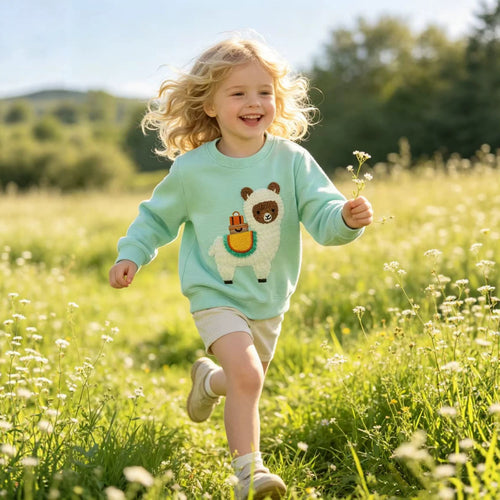 Mädchen Sweatshirt mit verspieltem Lama-Motiv Drune